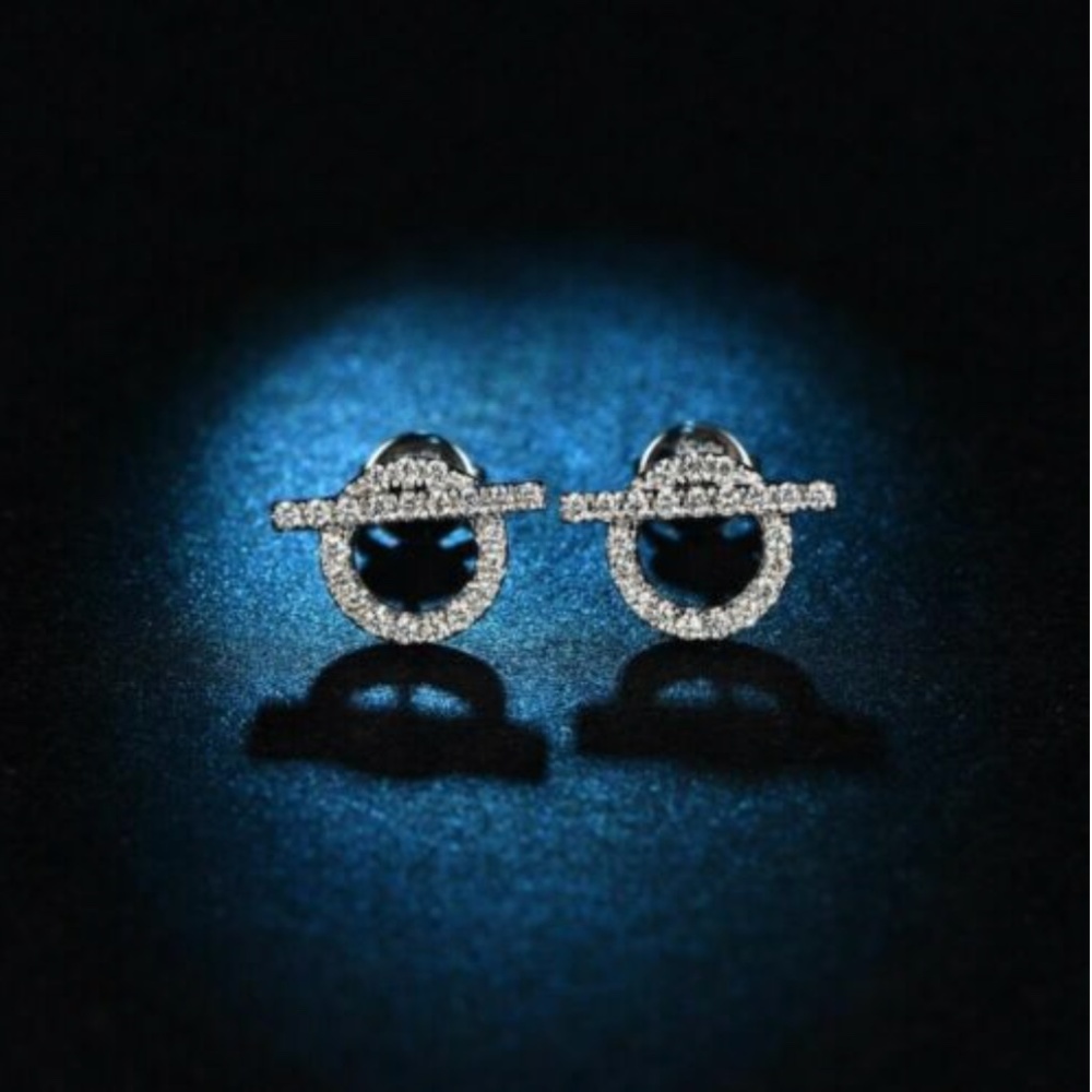 1.0 Ct Sterling Silver Round Cut Diamond Earrings